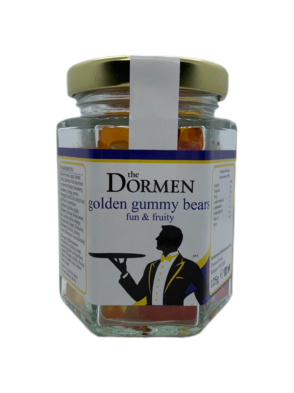 Golden Gummy Bears Hexagonal Jar - The Dormen Food Company