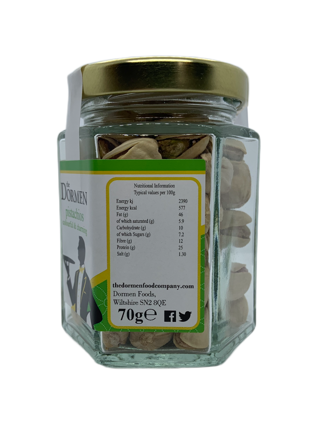 Salted Pistachios Hexagonal Jar - The Dormen Food Company