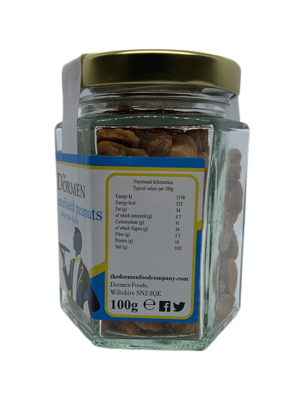 Caramelised Peanuts Hexagonal Jar - The Dormen Food Company