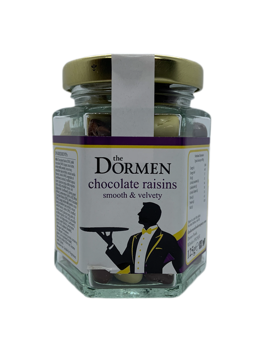 Belgian Chocolate Raisins Hexagonal Jar (Trade) - The Dormen Food Company