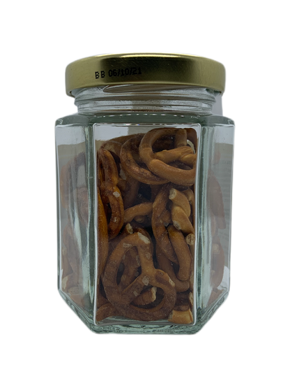 Salted Pretzel Twists Hexagonal Jar - The Dormen Food Company